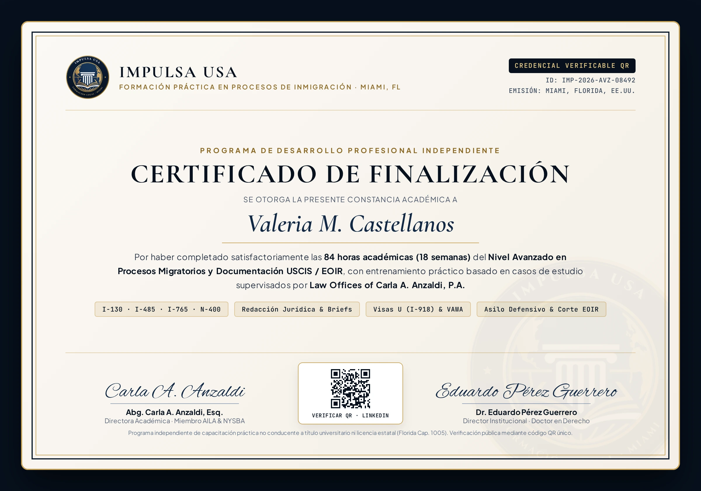 Código QR de verificación pública del certificado